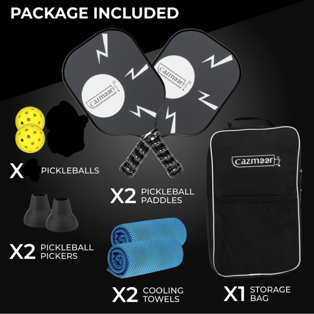 Pakingo Set of 2 Pickleball Paddles 4 Balls Carry Case USAPA Fiberglass